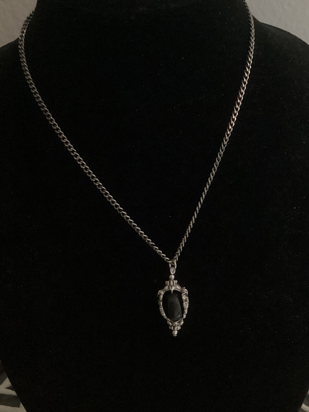 Sterling Silver with Black Onyx&Marcasite. Very Mysterious carved Angels!
